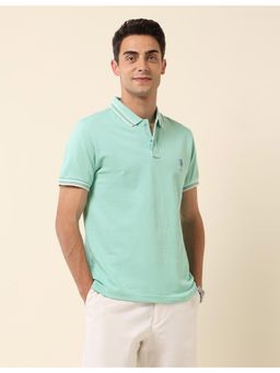 U.S. POLO ASSN. - Green Solid Slim Fit Polo T-Shirt