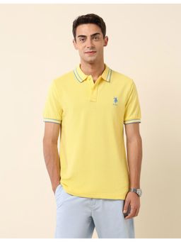 U.S. POLO ASSN. - Yellow Slim Fit Solid Polo T-Shirt