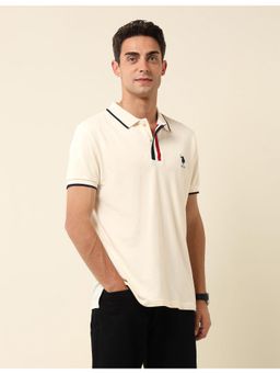 U.S. POLO ASSN. - Off White Pure Cotton Slim Fit Polo T-Shirt