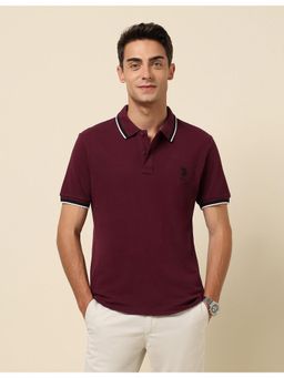 U.S. POLO ASSN. - Wine Pure Cotton Slim Fit Polo T-Shirt