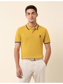 U.S. POLO ASSN. - Yellow Slim Fit Solid Polo T-Shirt