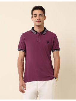 U.S. POLO ASSN. - Maroon Pure Cotton Slim Fit Polo T-Shirt