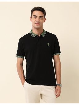 U.S. POLO ASSN. - Black Pure Cotton Slim Fit Polo T-Shirt