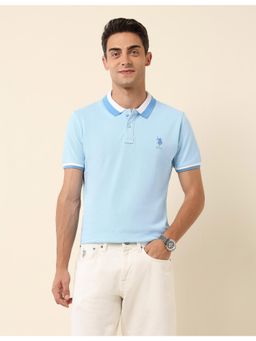 U.S. POLO ASSN. - Blue Slim Fit Solid Polo T-Shirt