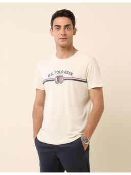 U.S. POLO ASSN. - Off White Slim Fit Brand Printed T-Shirt