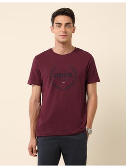 U.S. POLO ASSN. - Maroon Brand Printed Slim Fit T-Shirt