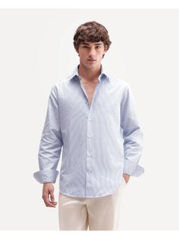 Rare Rabbit - Vertical Stripes Primary Blue Mens Shirt