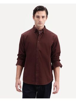 Rare Rabbit - Textured Maroon Mens Shirt