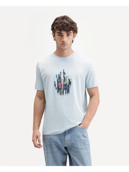 Rare Rabbit - Graphic Print Light Blue Mens T-Shirt