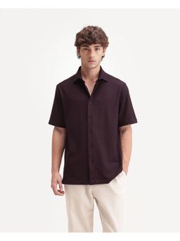 Rare Rabbit - Self Design Dark Purple Mens Shirt