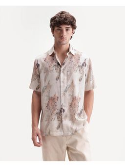 Rare Rabbit - Geometric Light Beige Mens Shirt