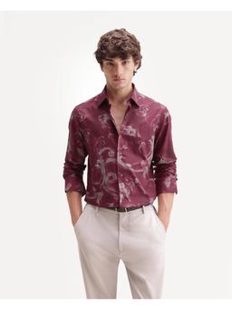 Rare Rabbit - Abstract Burgundy Mens Shirt