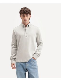 Rare Rabbit - Solid Dusky Off White Mens Polo T-Shirt