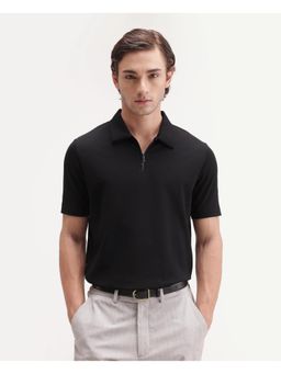 Rare Rabbit - Solid Jet Black Mens Polo T-Shirt