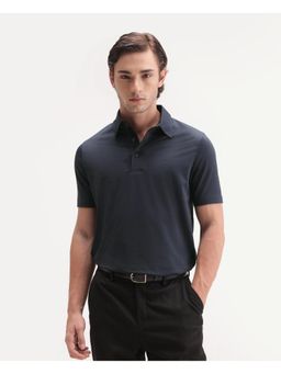 Rare Rabbit - Solid Navy Blue Mens Polo T-Shirt