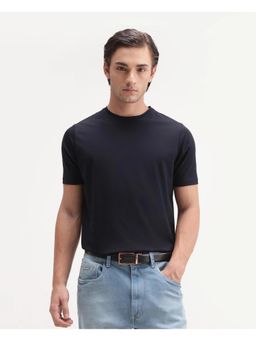 Rare Rabbit - Solid Navy Blue Mens T-Shirt