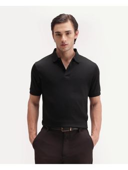 Rare Rabbit - Solid Jet Black Mens Polo T-Shirt