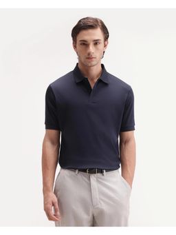 Rare Rabbit - Solid Navy Blue Mens Polo T-Shirt