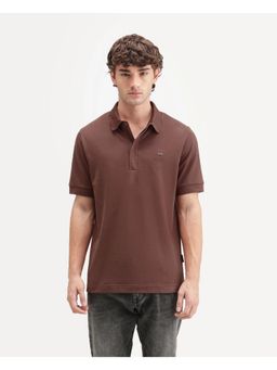Rare Rabbit - Solid Dark Brown Mens Polo T-Shirt