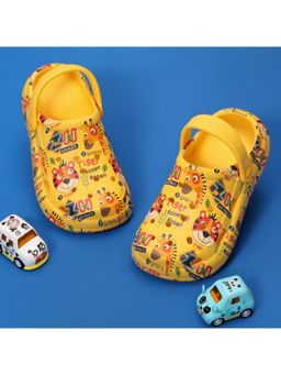 Yellow Bee - Safari Adventure" Animal Print Clogs for Boys- Yellow