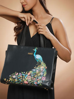 Priyaasi - Black Morni Digital Print Tote Bag (L )