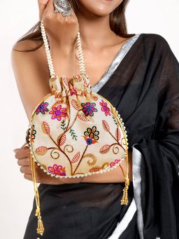 Teejh - Gardenia Multicoloured Embroidered Potli Bag