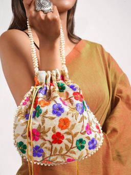 Teejh - Fulwaari Multicoloured Embroidered Potli Bag
