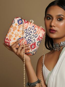 Teejh - Autumn Garden Stone and Print Clutch