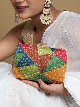 Teejh - Jaipur Jazz Green Printed Clutch