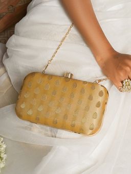 Teejh - Heritage Hue Cream Brocade Fabric Clutch