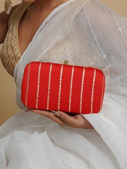Teejh - Phuljhadi Red Brocade Fabric Clutch