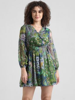 ONLY - Green Printed Wrap Dress