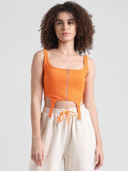 ONLY - Orange Rib-Knit Strappy Top
