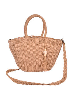 DENOVA - Raffia Handbag with Lining & Tassels