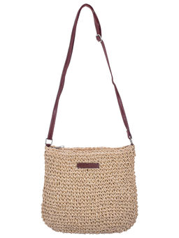 DENOVA - Raffia Sling Bag - Brown