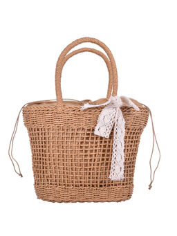 DENOVA - Raffia Handbag with Lining & Bow