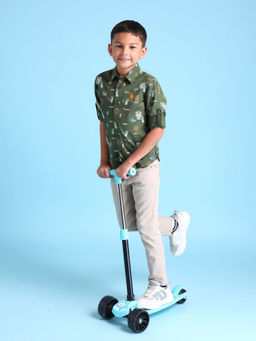 U.S. POLO ASSN. - Printed Green Full Sleeves Collar Neck Shirt