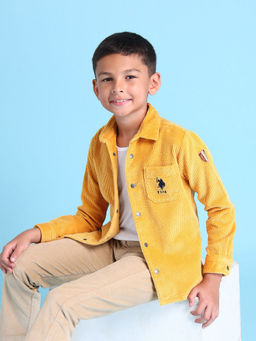 U.S. POLO ASSN. - Textured Yellow Full Sleeves Collar Neck Shirt