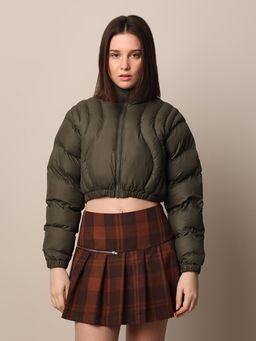 ONLY - Women Green Regular Fit Stand Collar Puffer Jacket