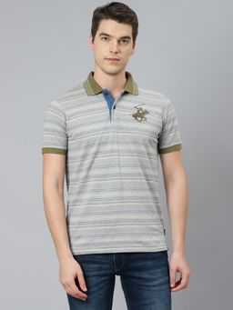 Beverly Hills Polo Club - Cobblestone Striped Grey Polo T-shirt