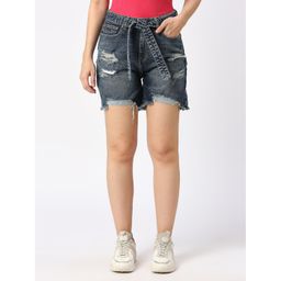 Being Human - Blue Solid Shorts with Belt (Set of 2)