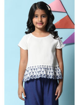 Biba - Girls White Solid Rayon Short Top