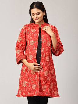 The Mom Store - Pomegranate Punch Quilted Reversible Maternity Jacket