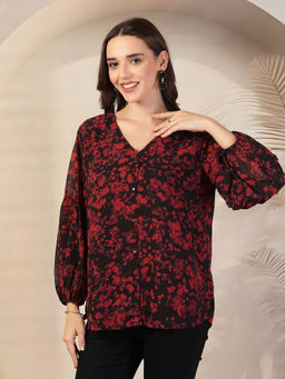 Zelena - Women Pure Polyester Printed Maternity Zipless Feeding Top