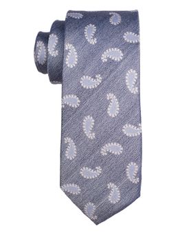 The Tie Hub - Powder Blue Paisley 100 Perc Silk Necktie