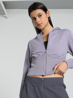 Puma - Dare To Cropped Hoodie Women's Purple Hoodie