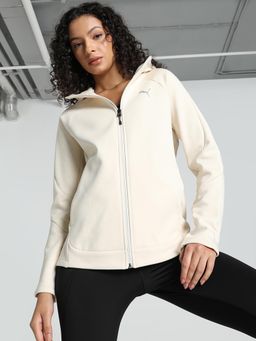 Puma - Evo Stripe Full-Zip Womens White Hoodie
