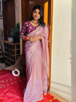JATRIQQ - Attractive Lavender Fendy Silk Saree with Stitched Blouse