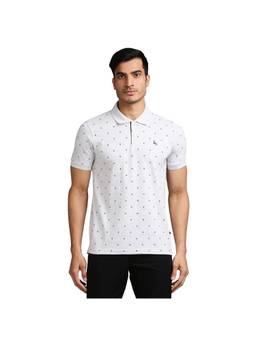 Parx - Light Grey Printed Polo T-shirt