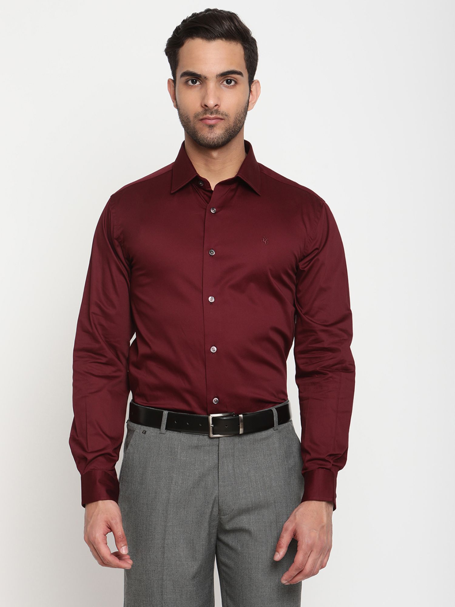 Buy Cantabil Men Maroon Partywear Shirt 